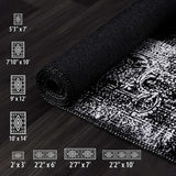 Rain Black Distressed Vintage NonSlip Indoor Area Rugs - Ornate Home