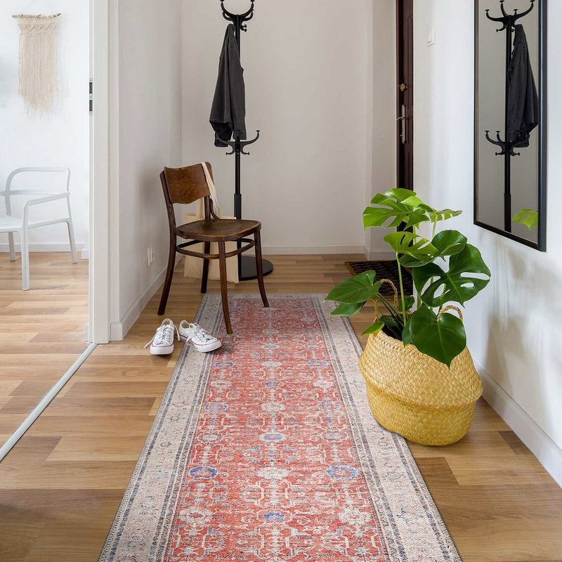 Rain Orange Distressed Vintage Non-Slip Indoor Area Rugs - Ornate Home