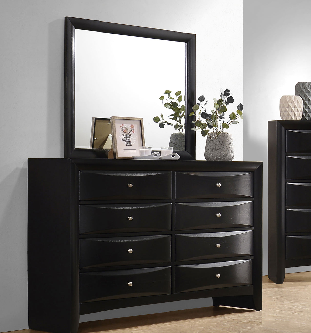 Briana Black Dresser and Mirror - Ornate Home