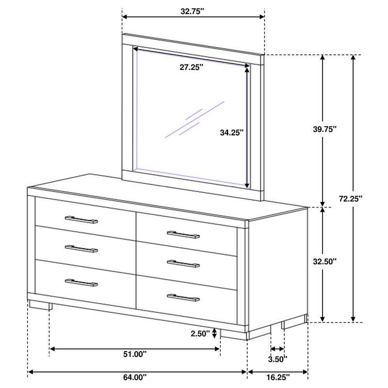 Jessica Cappuccino Dresser and Mirror - Ornate Home