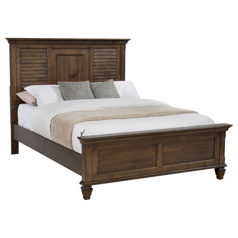 Franco Burnished Oak Queen 5-piece Bedroom Set with Panel Bed - Ornate Home