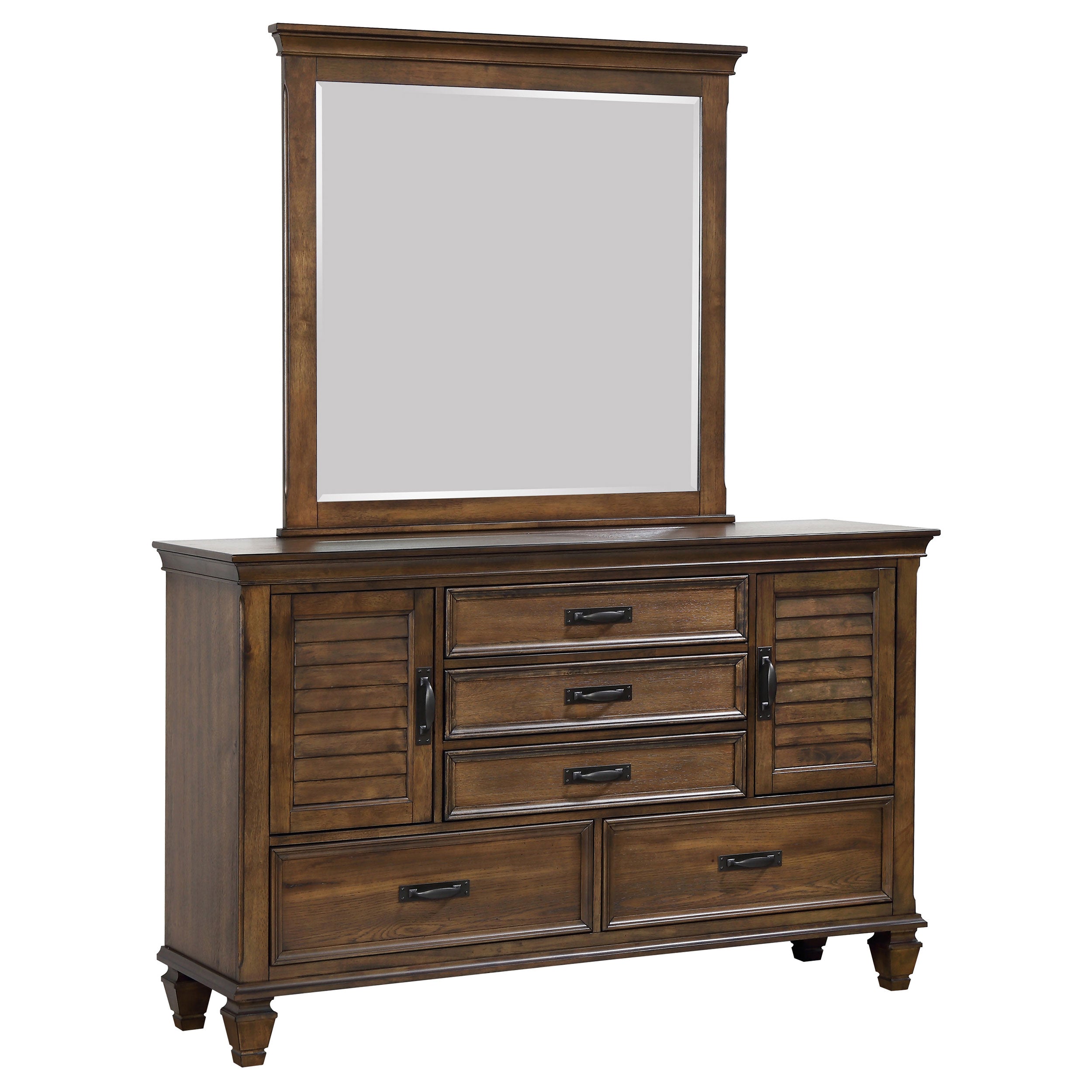 Franco Burnished Oak Dresser and Mirror - Ornate Home