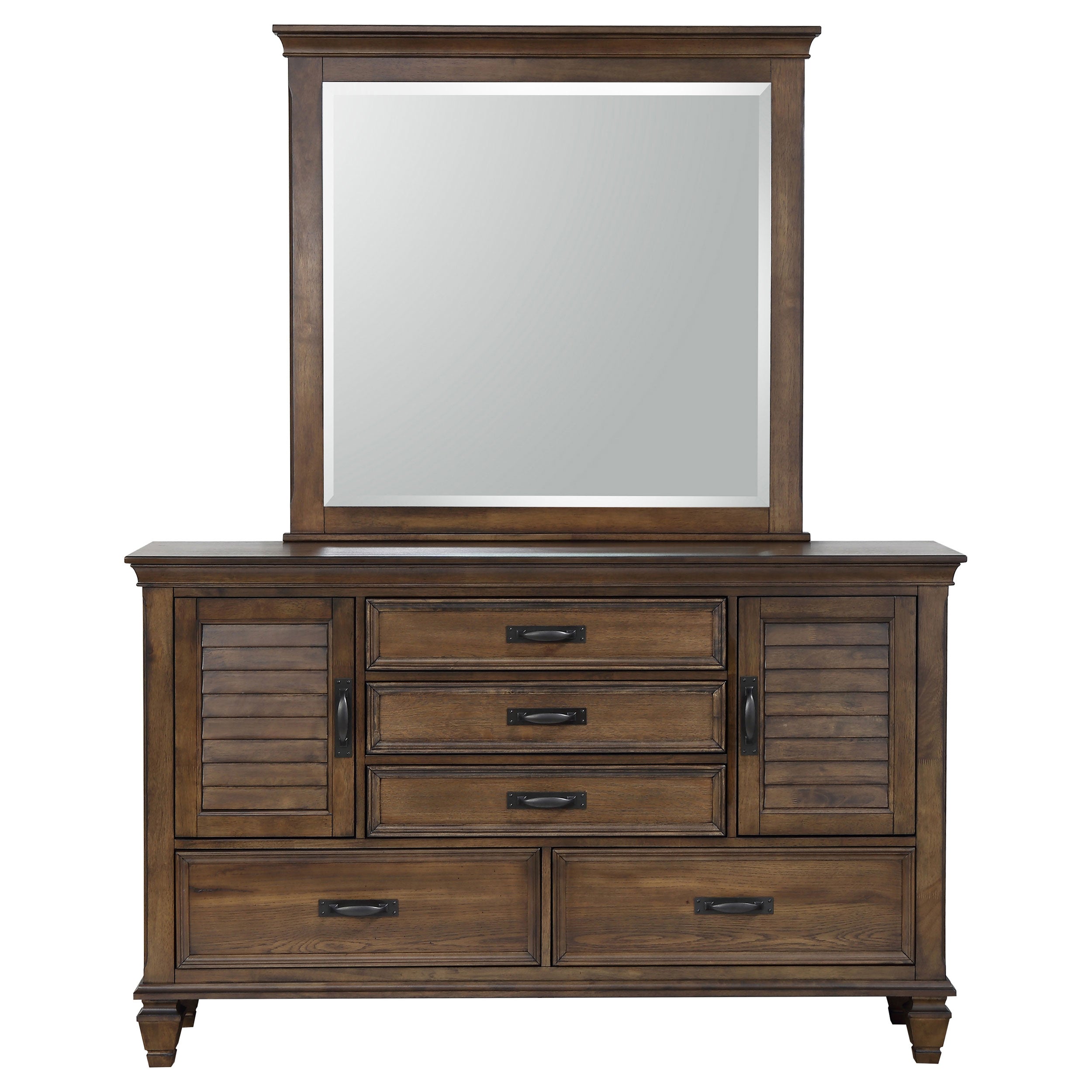 Franco Burnished Oak Dresser and Mirror - Ornate Home