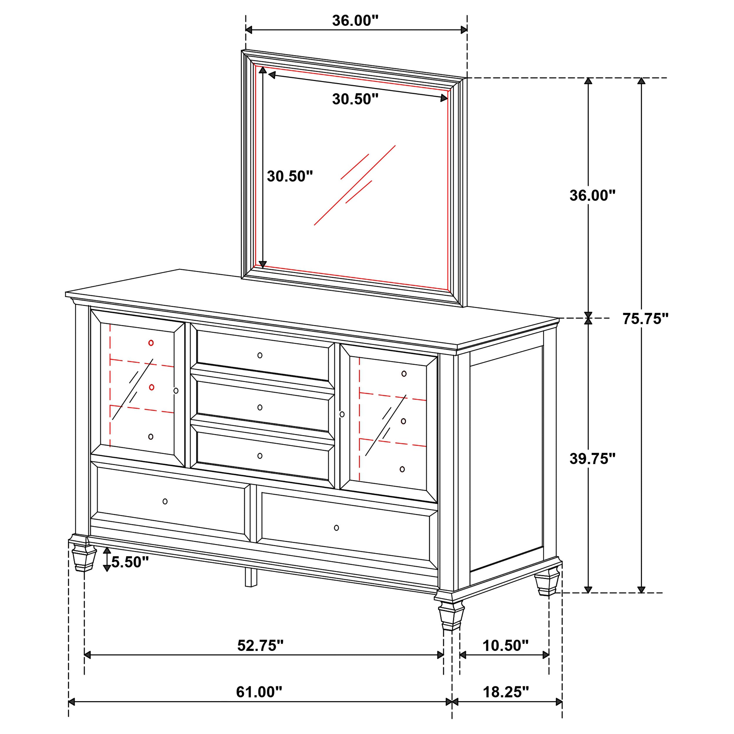 Sandy Beach Cream White Dresser and Mirror - Ornate Home