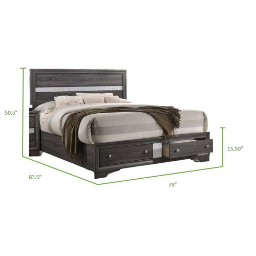 Matrix Gray King Storage Bed - Ornate Home