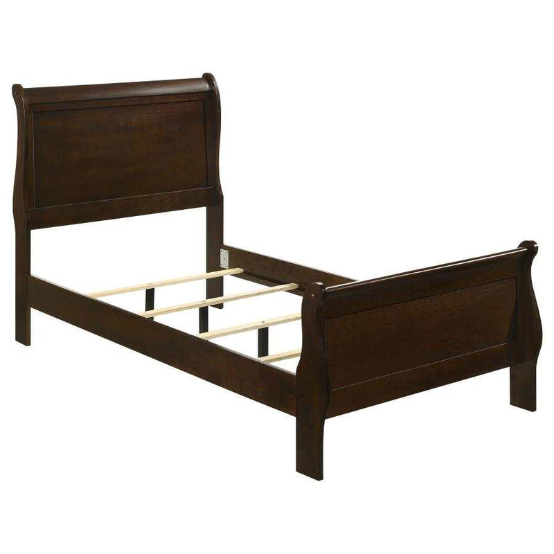 Louis Philippe Cappuccino Twin Panel Bedroom Set / 4pc - Ornate Home
