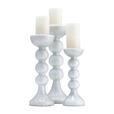 Heber White/Clear Medium Enamel Glass Bubbly Candle Holder