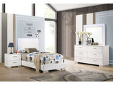 Felicity White High Gloss 4-piece Twin Bedroom Set with LED Bed & Mirror - Ornate Home