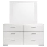 Felicity White High Gloss 6-drawer Wood Dresser with Mirror - Ornate Home