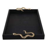 Dirigo Black/Gold Faux Leather Snake Tray