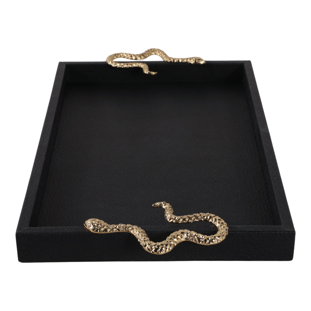 Dirigo Black/Gold Faux Leather Snake Tray