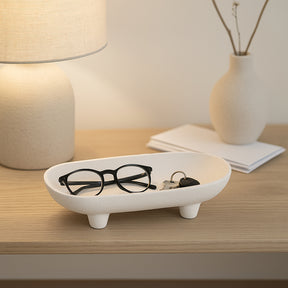 Murray White Footed Rounded Rectangle Bowl