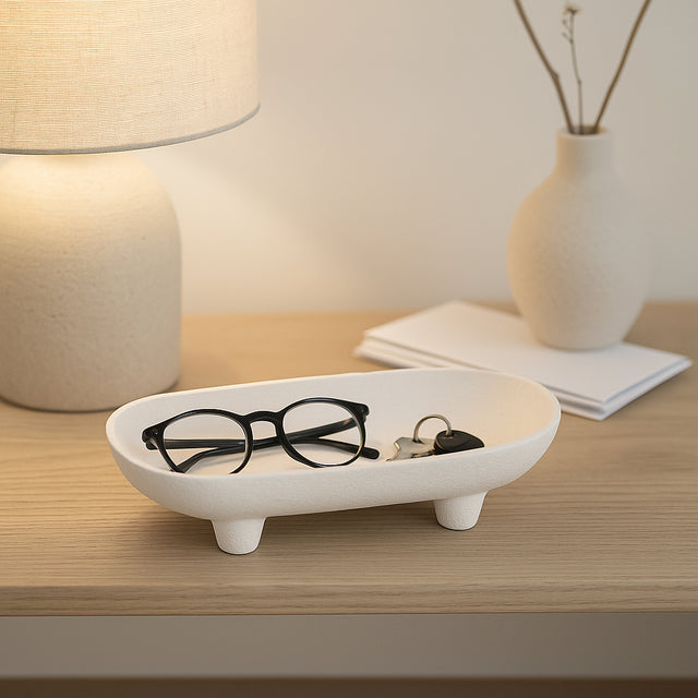 Murray White Footed Rounded Rectangle Bowl