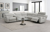 Draper Smoke Leatherette 6-Pc Dual Power Reclining Sectional with 2 Power Recliners