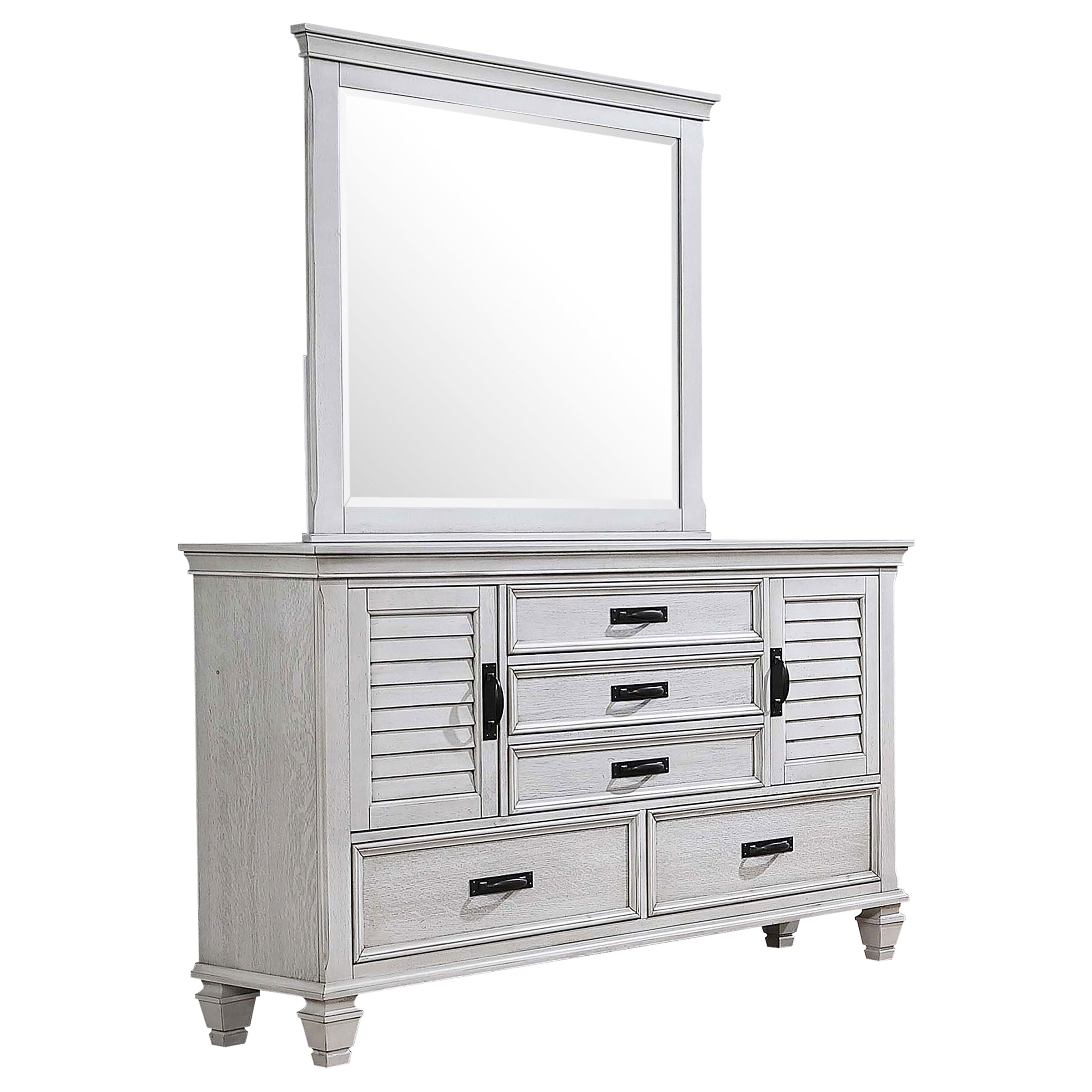 Franco Distressed White Dresser and Mirror - Ornate Home