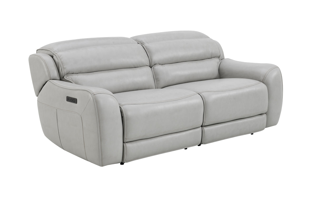 Draper Smoke Leatherette Dual Power Reclining Sofa