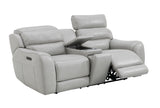 Draper Smoke Leatherette Dual Power Reclining Sofa & Loveseat