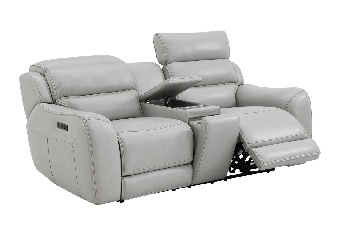 Draper Smoke Leatherette Dual Power Reclining Sofa & Loveseat