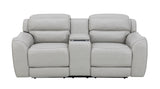 Draper Smoke Leatherette Dual Power Reclining Loveseat with Console