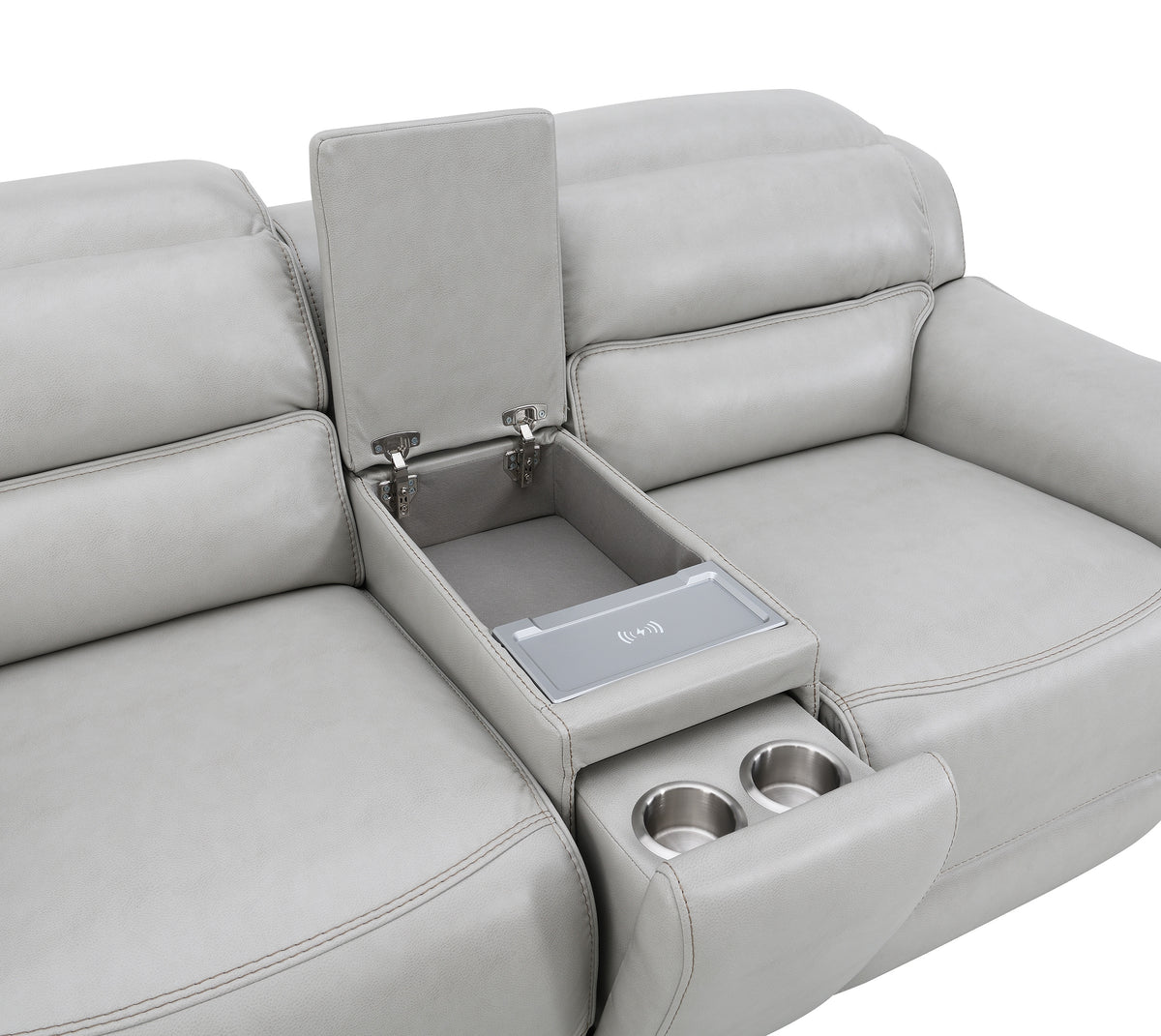 Draper Smoke Leatherette Dual Power Reclining Sofa & Loveseat