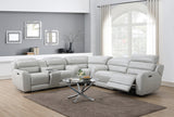 Draper Smoke Leatherette 6-Pc Dual Power Reclining Sectional with 2 Power Recliners