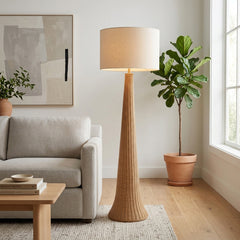 Cottonwood Oatmeal Floor Lamp with Rattan Base