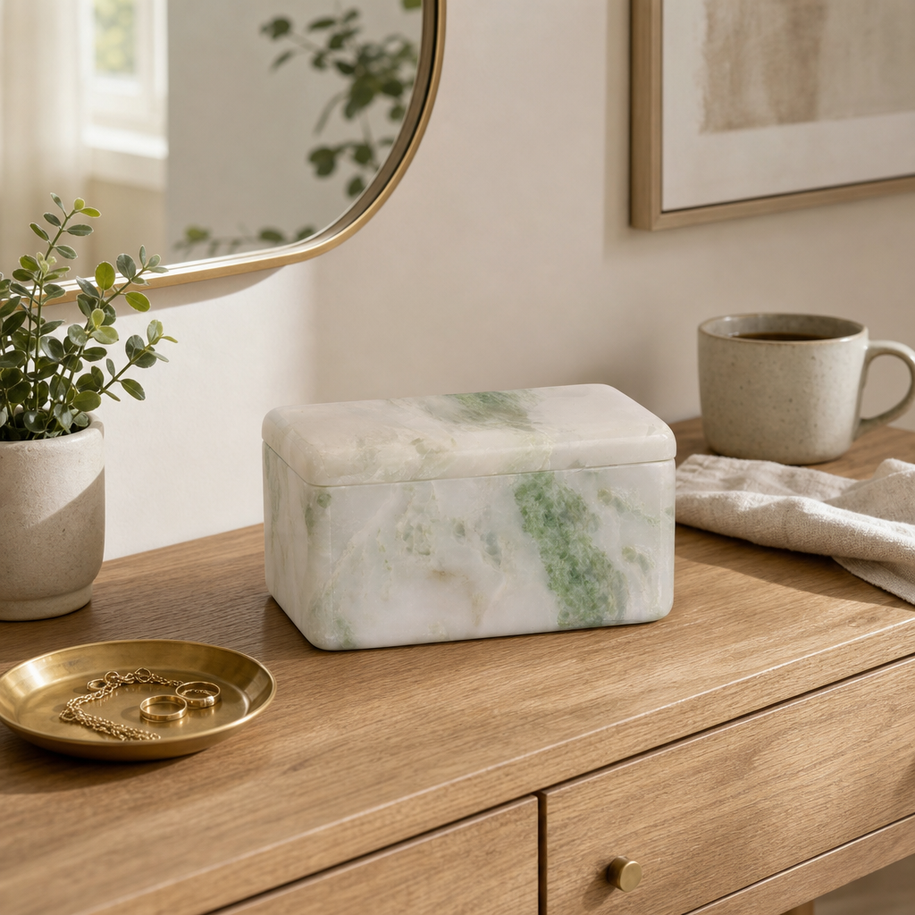 La Quinta Ivory/Green Marble Box