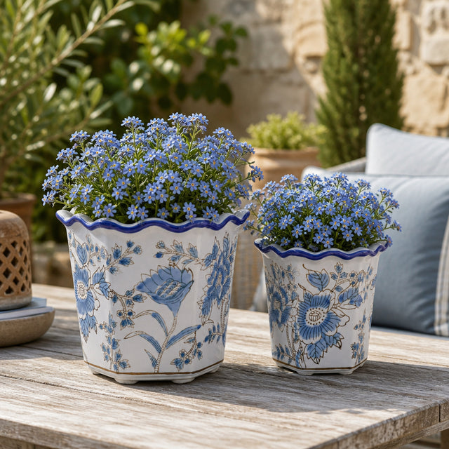 Enochfield Light Blue Chinoiserie Pot Planters (Set of 2)