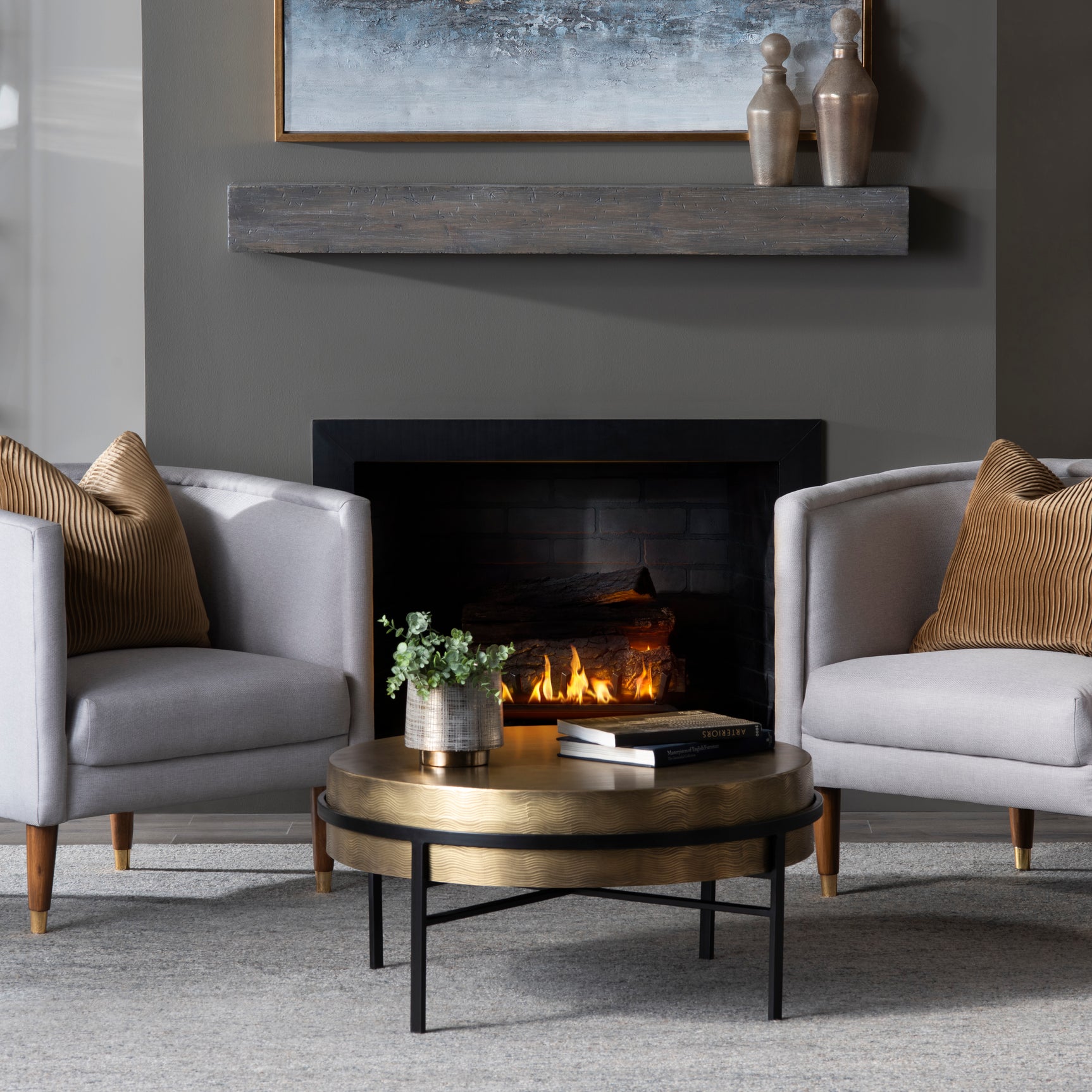 Hudson Gold/Black Textured Brass Cocktail Table