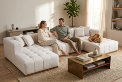 Montecito Ivory Velvet Double Chaise "U" Shape Sectional Sofa - Ornate Home