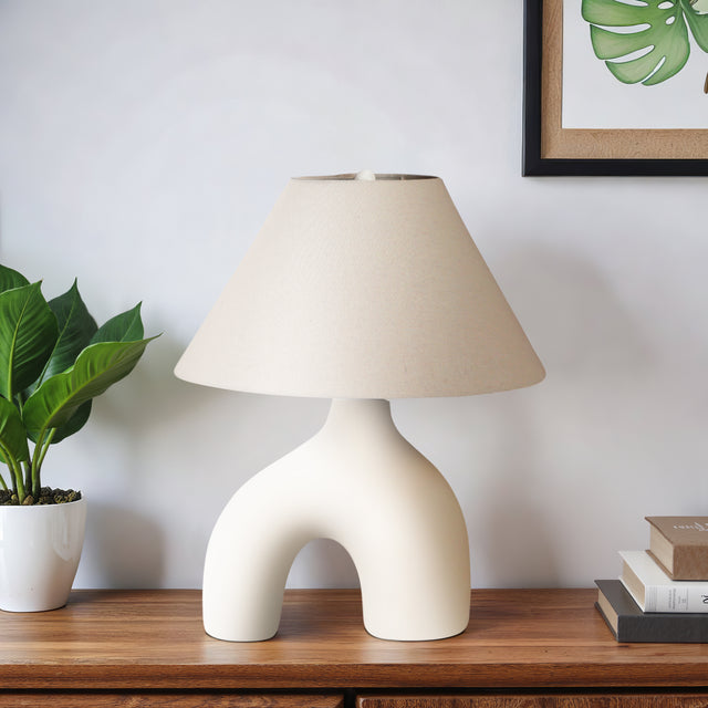 Holy City White Modern Curved Arch Table Lamp