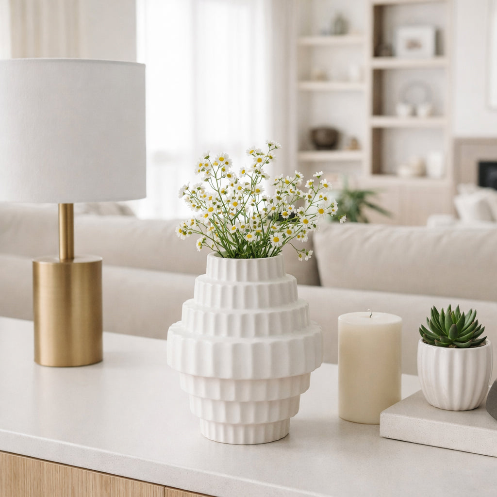 Hayes White Textured Staggered Vase