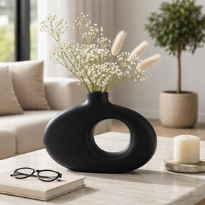Griffinmoor Black Cut-Out Wood Vase