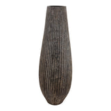 Hornbrook Rustic Black/Gray Large Ridged Terracotta Floor Vase