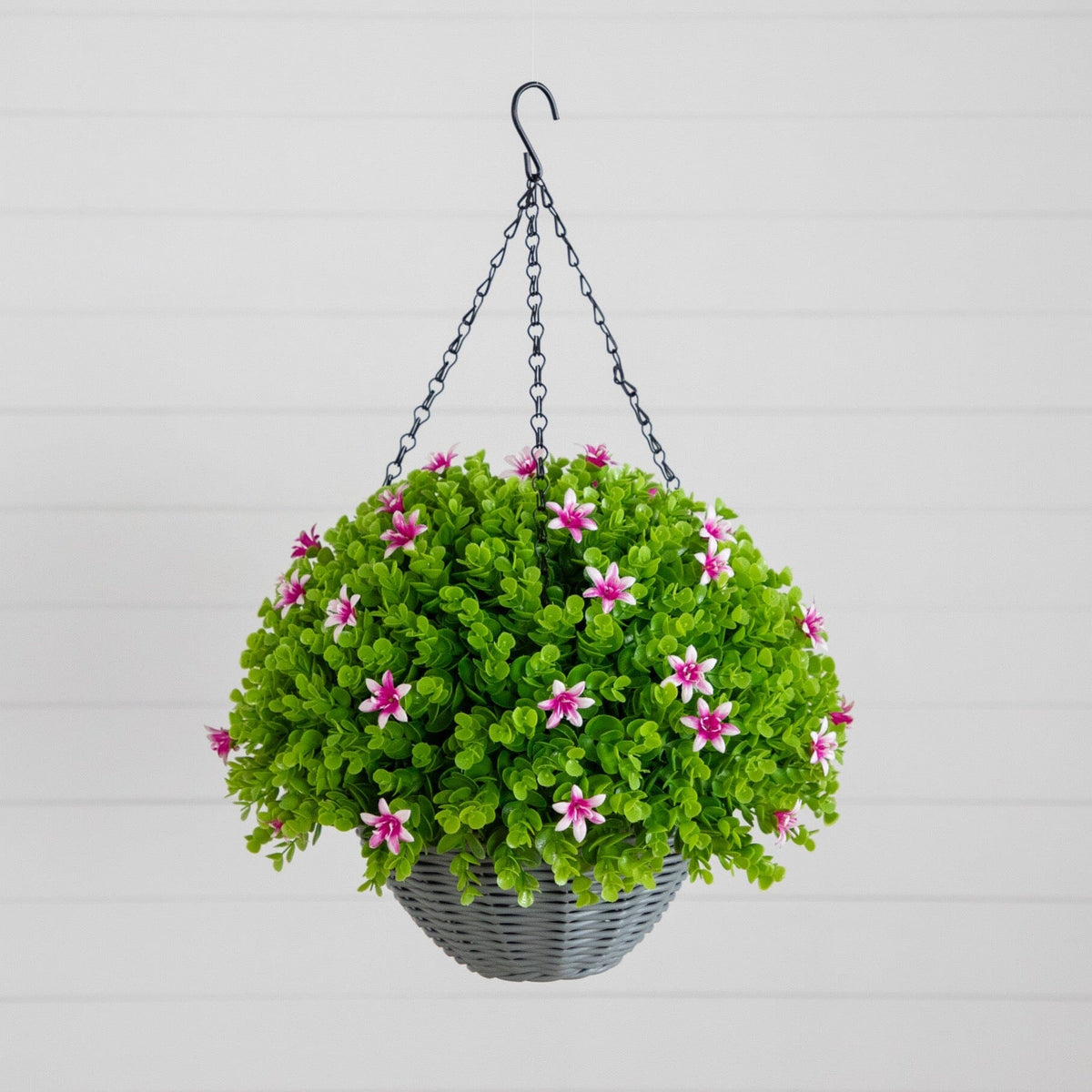 21” UV Resistant Artificial Lily and Eucalyptus Hanging Basket (Indoor/Outdoor)
