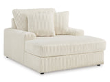 Lindyn Ivory Chaise w/ 2 Cup Holders & USB Charging Port - Ornate Home