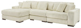 Lindyn Ivory 3pc LAF Chaise Sectional - Ornate Home