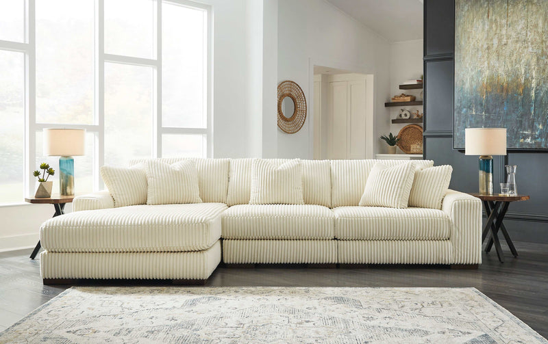 Lindyn Ivory 3pc LAF Chaise Sectional - Ornate Home