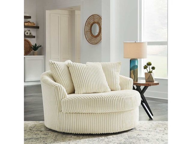 Lindyn Ivory Oversized Swivel Accent Chair - Ornate Home