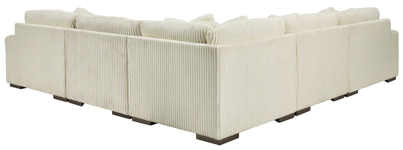 (Online Special Price) Lindyn Ivory 5pc RAF Chaise Sectional + Oversized Ottoman - Ornate Home