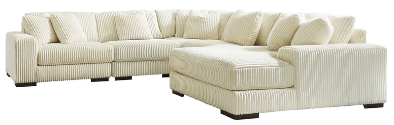 (Online Special Price) Lindyn Ivory 5pc RAF Chaise Sectional - Ornate Home