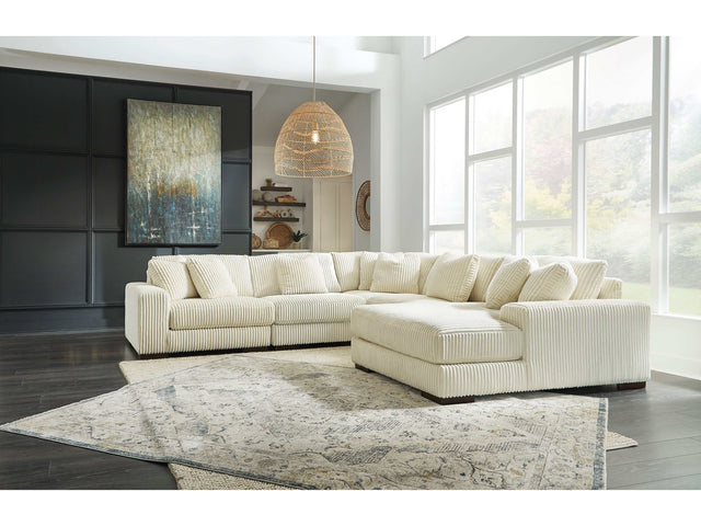 Lindyn Ivory 5pc RAF Chaise Sectional - Ornate Home