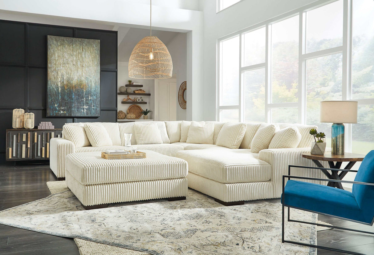 Lindyn Ivory 5pc RAF Chaise Sectional - Ornate Home