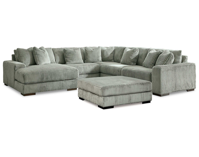 (Online Special Price) Lindyn Fog 5pc LAF Sectional + Oversized Ottoman - Ornate Home