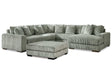 (Online Special Price) Lindyn Fog 5pc RAF Sectional + Oversized Ottoman - Ornate Home