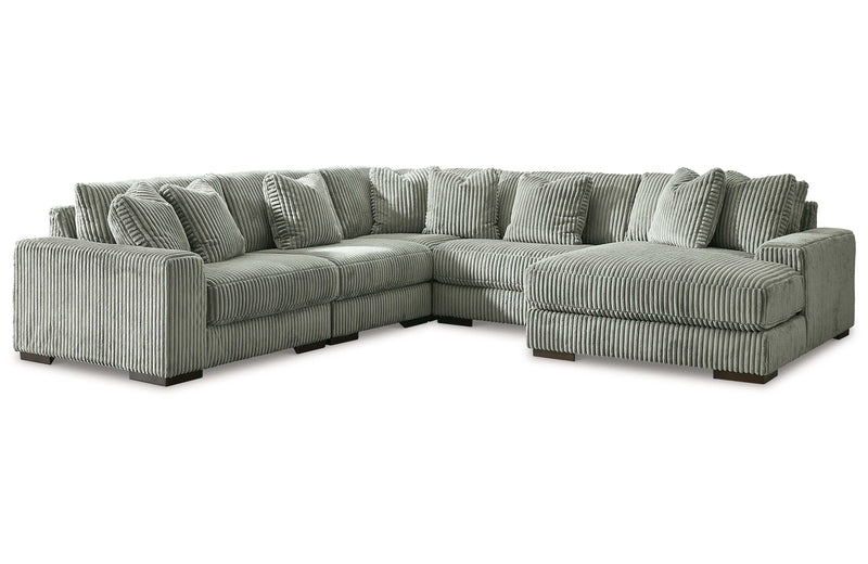 (Online Special Price) Lindyn Fog 5pc RAF Sectional + Oversized Ottoman - Ornate Home
