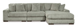 Lindyn Fog 3pc RAF Chaise Sectional - Ornate Home