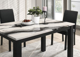 Resia Charcoal/Black/White 5-Piece Faux Marble Top Dining Set