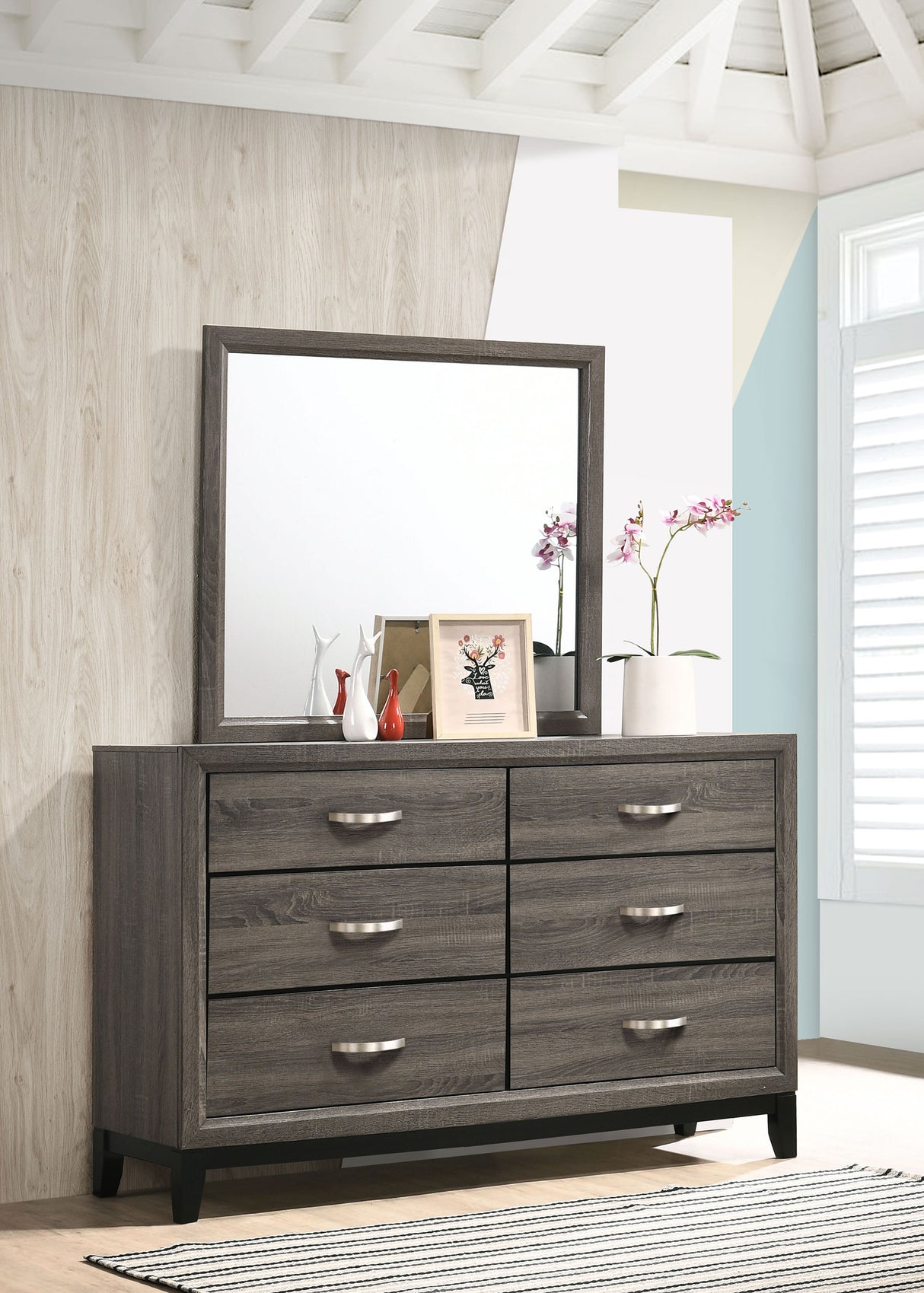 Watson Grey Oak Dresser and Mirror - Ornate Home