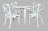 Eastern Tides Blanc Dropleaf Dining Table w/ 4 X-Back Chairs